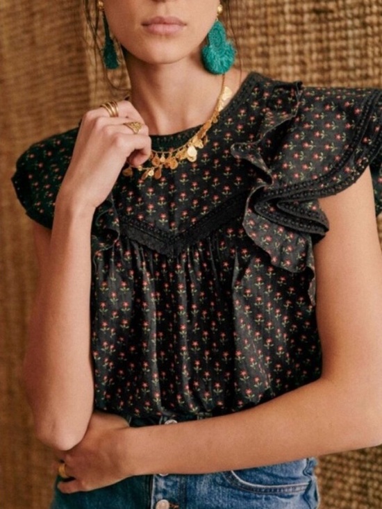 Sezane Tops - Sézane Blouse Florencina Mini Fleur Indienne